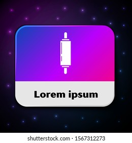 White Rolling pin icon isolated on black background. Rectangle color button. Vector Illustration