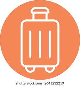 White Rolling Suitcase on Orange Circle Background