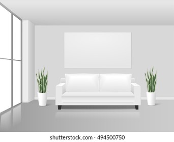 White room White Room Interior with poster frame mockup 