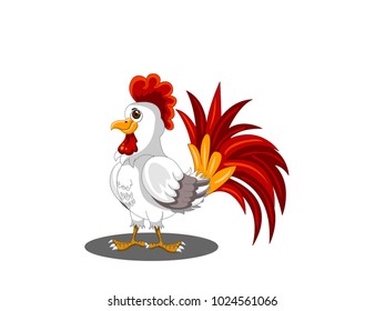 White Rooster - Cartoon Vector Image