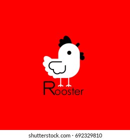 White Rooster Cock. Vector illustration