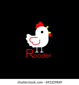 White Rooster Cock. Vector illustration