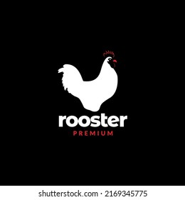 white rooster on dark minimal logo design vector graphic symbol icon illustration creative idea