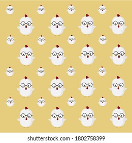 The white rooster pattern on yellow background.