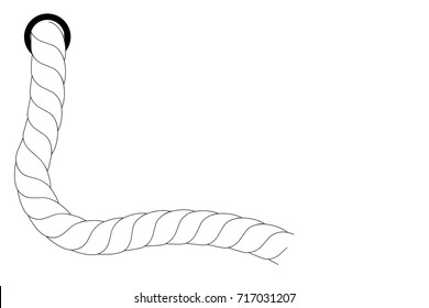 White Rope Out From Hole, Isolated on White