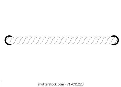 White Rope Out From Hole, Isolated on White