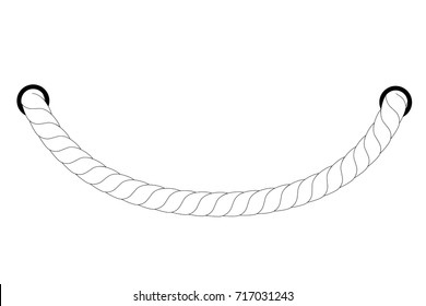 White Rope Out From Hole, Isolated on White