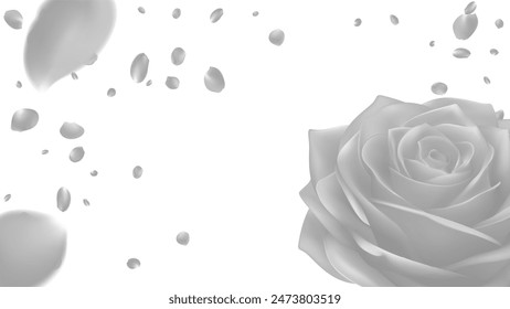 white rose 3D vector flower. Wedding decorations. Decorative bridal bouquet, isolated floral design elements. Mesh Gradient