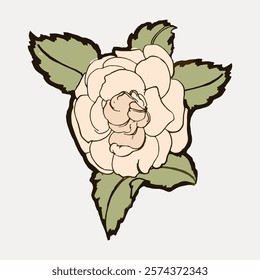 White rose Alphonse Mucha’s famous Art Nouveau artwork illustration isolated on white, vector. Vintage famous artwork element by Alphonse Marie Much, old art illustration vector.