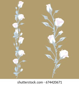 White Rose. branch. Vertical floral background.