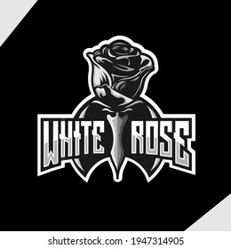 White Rose E-Sport Logo, White roses often represent purity, innocence, and youthfulness. White roses are sometimes referred to as bridal roses because of their association with young love and eternal