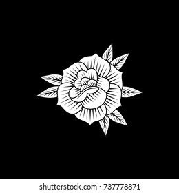 White Rose Flower Black Background