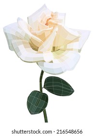 White rose flower. Vector illustration with visible mesh. Isolated on white