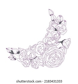 White rose flower wreath vector illustration