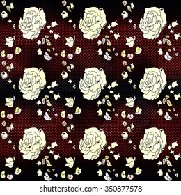 white rose on a beautiful background geometric seamless pattern