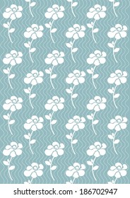 white rose on blue background seamless pattern