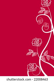 white rose pattern on red background - vector version
