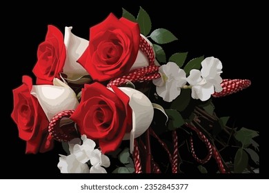 

white Rose and Red Rose vector design