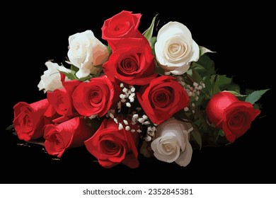 

diseño vectorial de rosa blanco y rosa rojo