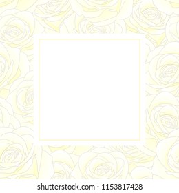 White Rose - Rosa Banner Card. Valentine Day. Vector Illustration.