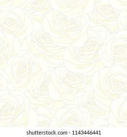 White Rose - Rosa Seamless Background. Valentine Day. Vector Illustration.