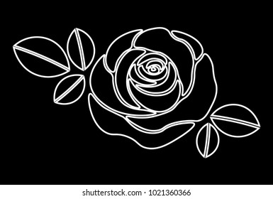 White Rose Vector on Black Background