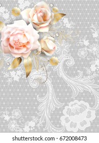 White roses with Belgian lace element 3
