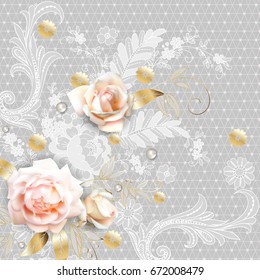 White roses with Belgian lace element 2
