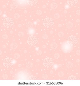 White roses ceaseless pattern on a pink background