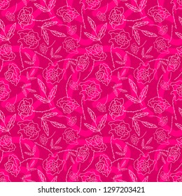 white roses drawn on a pink background
