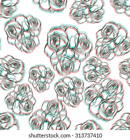 White roses on white background.Seamless pattern.