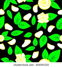 white roses on a black background