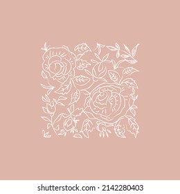 White roses on the pink. 
Perfect vector card template with roses. Ideal for Save the Date,anniversary, birthday cards, wedding  invitations. Thine line design. Love and romantic theme. 