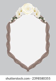 White roses wedding invitation frame template design