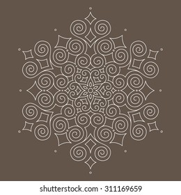 white rosette with helix on brown background