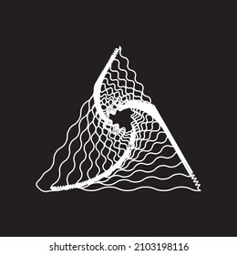 White rotate twisted triangle wavy lines Spirograph tunnel. Vector illustration.