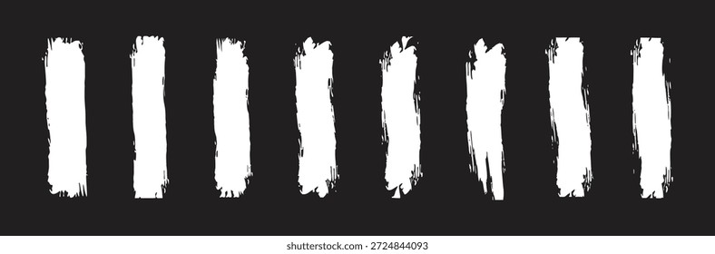 Pinceladas de pincel en bruto blanco sobre fondo oscuro, texturas grunge de Vertical ideales para el arte abstracto, Diseño gráfico moderno, carteles, superposiciones y efectos visuales creativos.