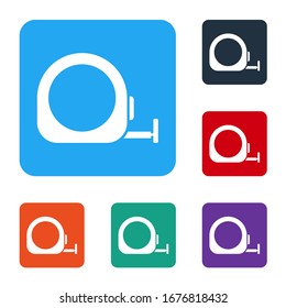White Roulette construction icon isolated on white background. Tape measure symbol. Set icons in color square buttons. Vector Illustration