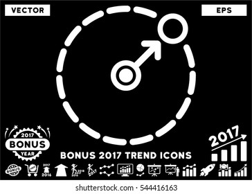 White Round Area Border pictograph with bonus 2017 trend pictograph collection. Vector illustration style is flat iconic symbols, black background.