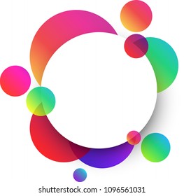 White round background with colour spots pattern. Vector paper illustration.