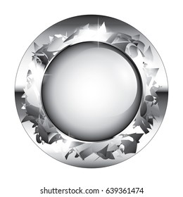 White round background with a silver frame, with space for your text. Vector illustration.