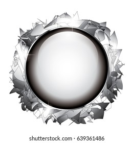 White round background with a silver frame, with space for your text. Vector illustration.