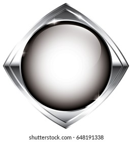 White round background with a silver frame, with space for your text. Vector illustration.