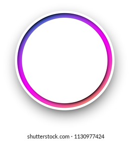 White round background template with colorful spectrum frame. Vector paper illustration.