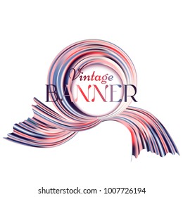 White round blank banner with abstract shape.Bright colored mesh or smear of oil paint or acrylic. Vector design element for presentations, flyers, postcards and posters.