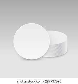 White Round Blank Beer Coasters Vector Isolated Illustration