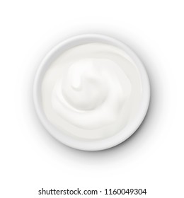 White Round Bowl Of Creamy Product. EPS10 Vector