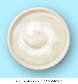 White Round Bowl Of Creamy Product. EPS10 Vector