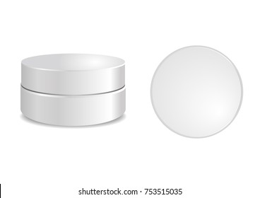 	
White round box with round cap. Vector packaging mock up template. Mock up tube for your design