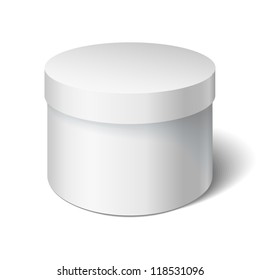 White Round Box Isolated On White. Box With A Lid. Gift Box